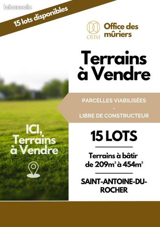 Terrain 209 m² Saint-Antoine-du-Rocher