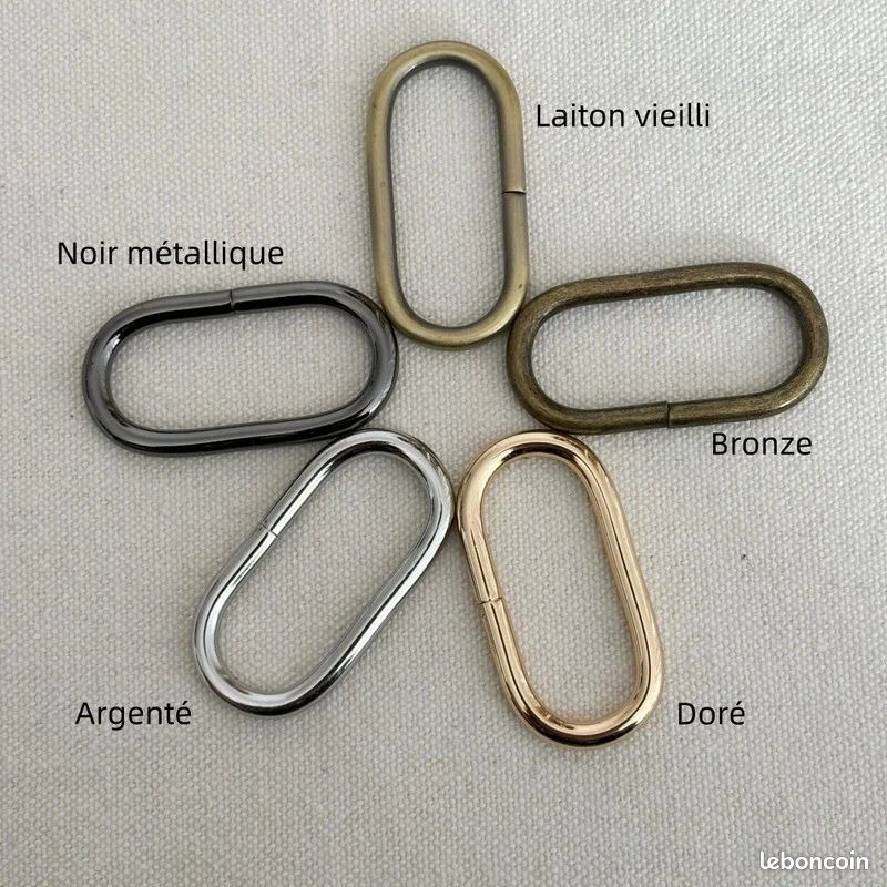 38mm - Lot de 10 Anneaux ovales en métal - Doré (image 5)