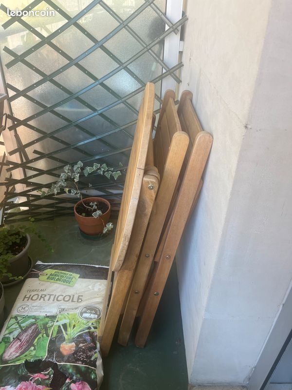 Table teck + 2 chaises balcon (image 4)