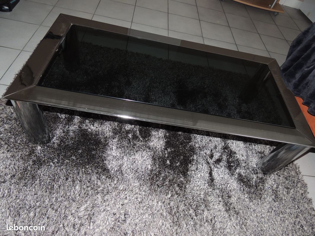 Table basse verre et chrome annee 70 (image 3)