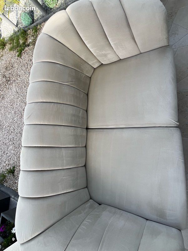 Canape beige velour (image 4)