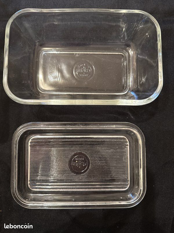 Lot de 4 beurriers anciens Duralex Huile Lesieur – Verre