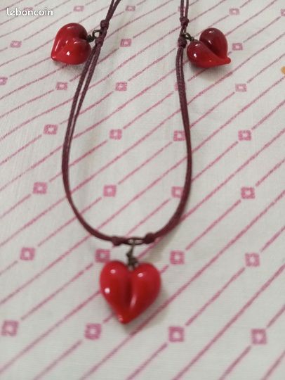 Pendentif Cœur En Verre Avec Chaîne - Collier Délicat Et élégant