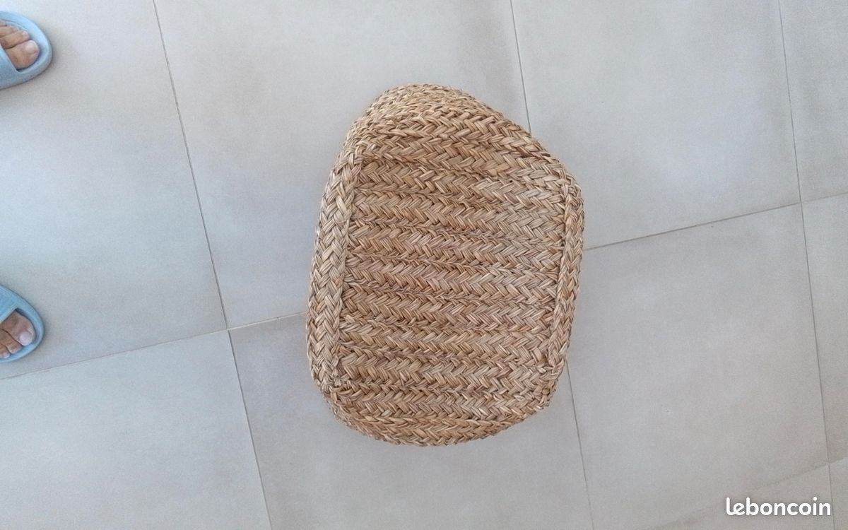 Grand panier cabas en paille tressée (image 3)