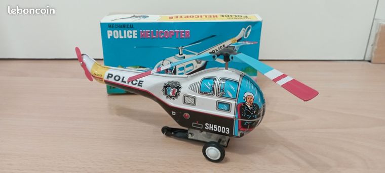 Jouet Auto Police Joustra En Tôle Lithographiée 1965 - Longueur 33 Cm, état De Jeu