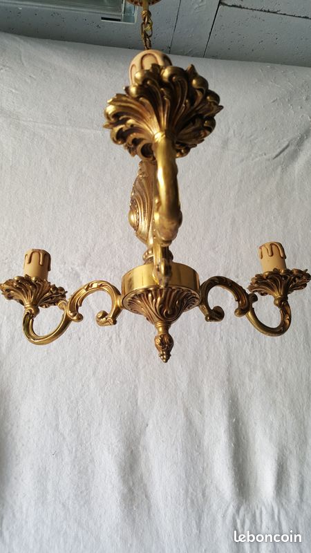 Lustre laiton 3 lampes à suspendre (image 4)
