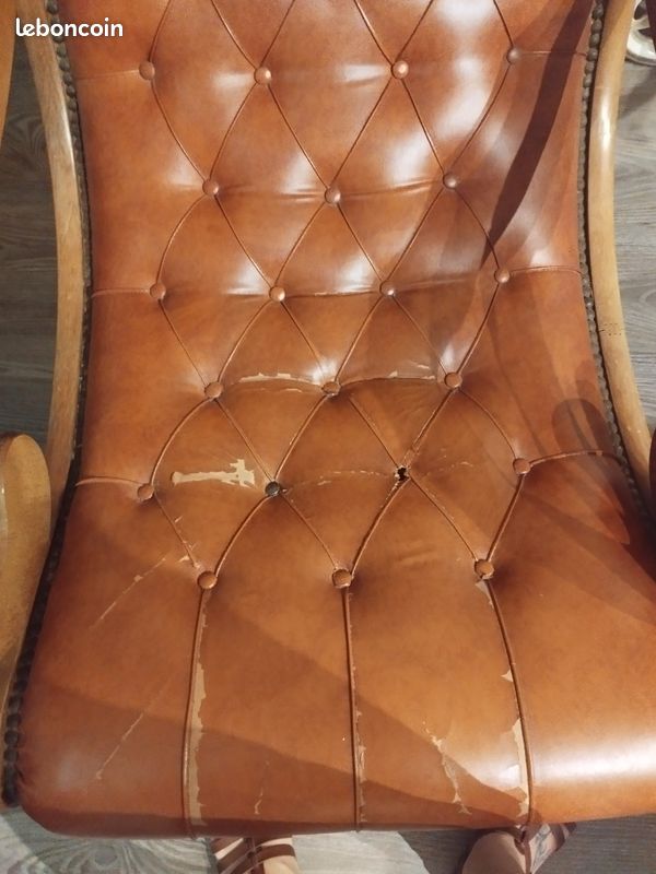 Fauteuil Rocking-chair bois et cuir (image 2)