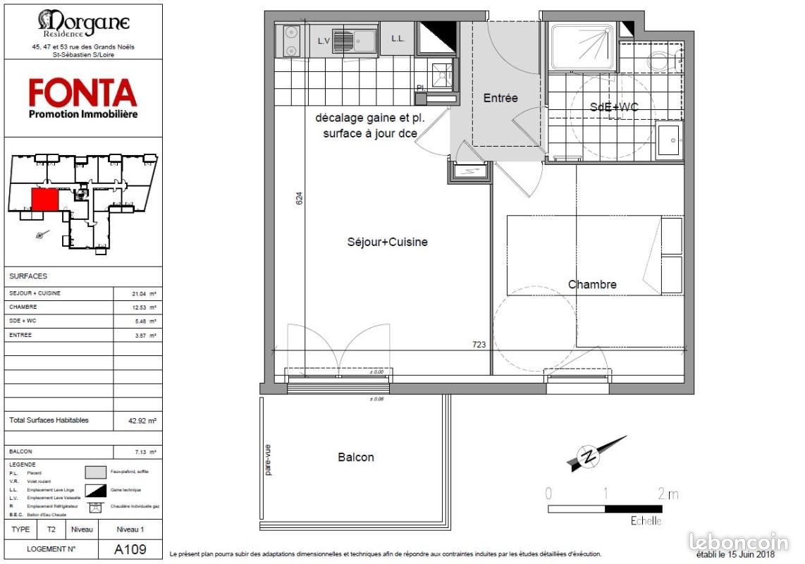 Appartement a louer saint-sebastien-sur-loire - 2 pièce(s) - 42 m2 - Surfyn