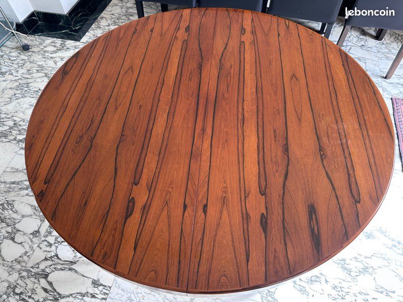 Table ronde extensible années 70 en Palissandre de Rio (image 4)