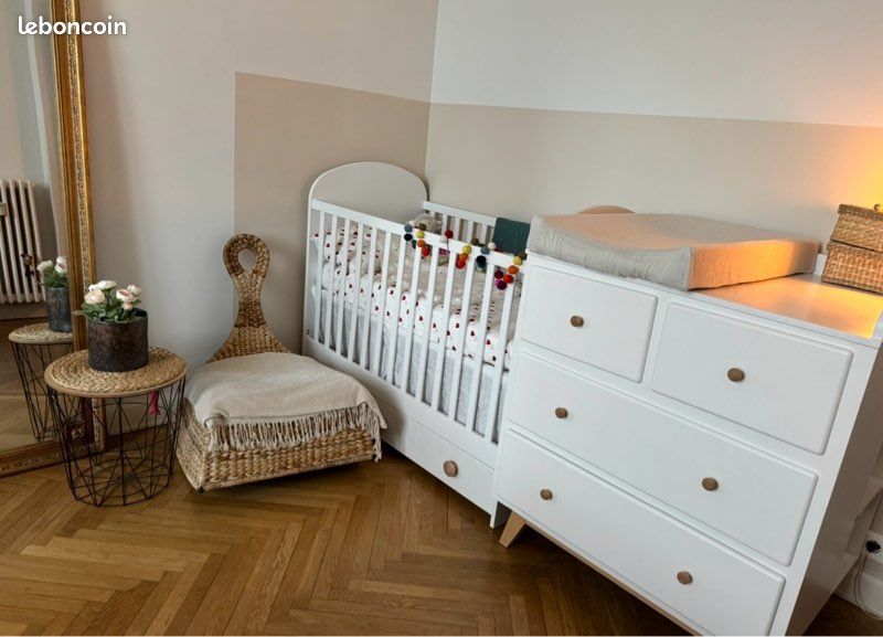 LIT BÉBÉ 60x120 + MATELAS + ALAISE + TOUR DE LIT (image 2)