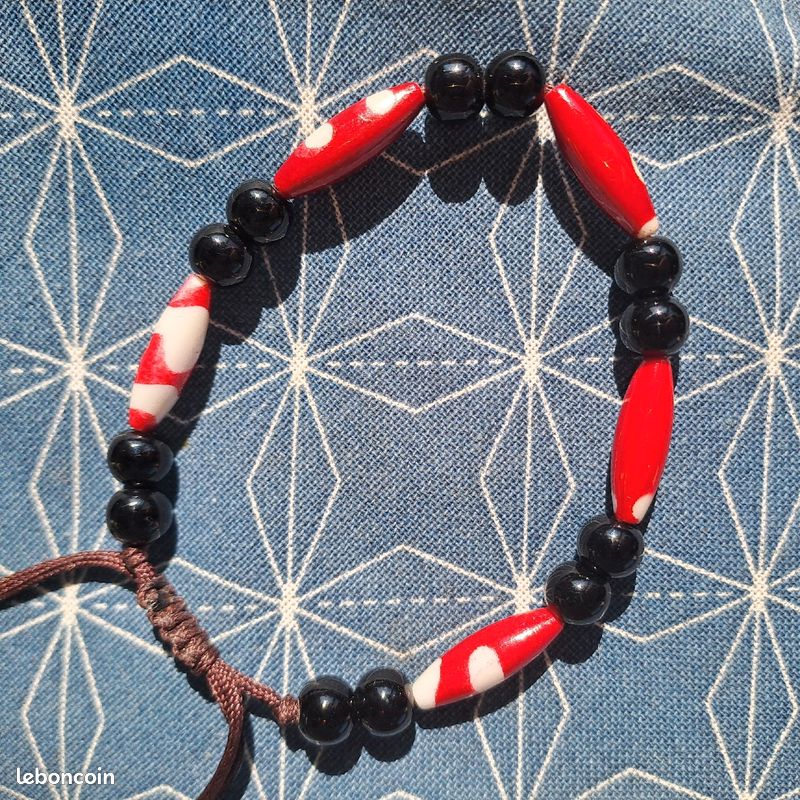 Bracelet ethnique mixte neuf noir rouge (image 1)