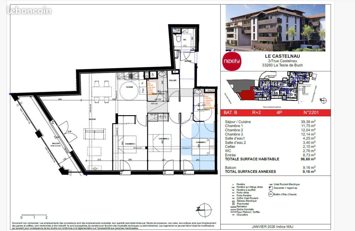 Appartement 4 pièces 96 m² · à La Teste-de-Buch · 96 m² · 1 221 €/mois