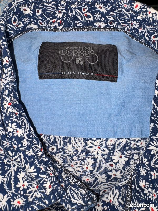 Chemise Homme Le Temps des Cerises bleu marine à fleurs (image 3)