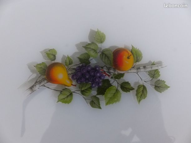 Plat Ovale Arcopal Vintage – Décor Fruits (pommes, Poires, Raisin) 36x23cm