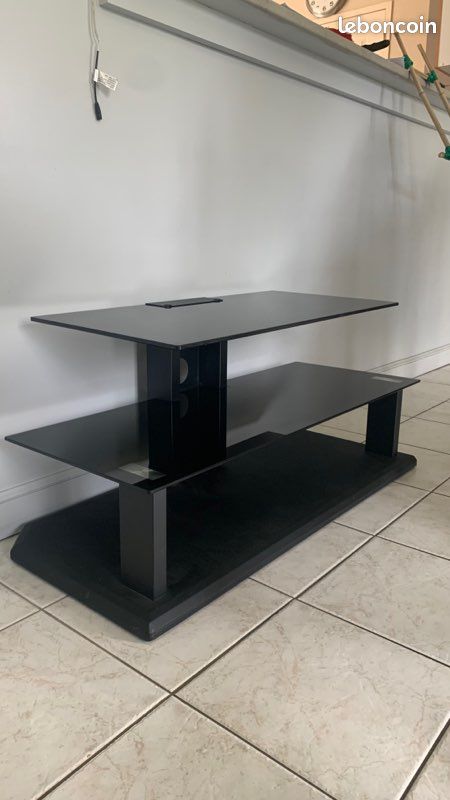 Meuble TV noir verre (image 7)