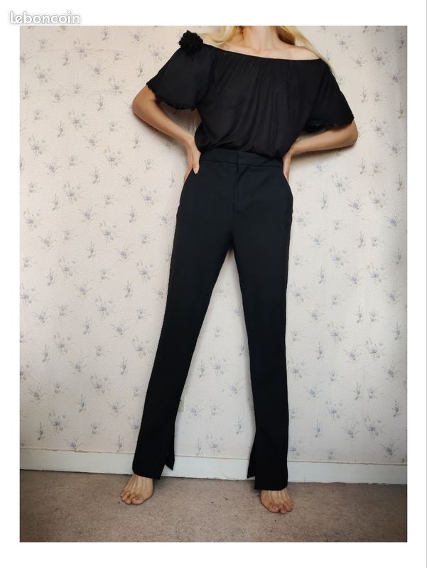 Pantalon noir femme noir taille S (36) coupe droite fente cheville (image 5)