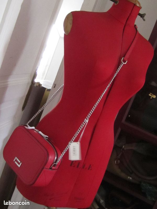 Sac camera Lancel rouge cuir (image 10)
