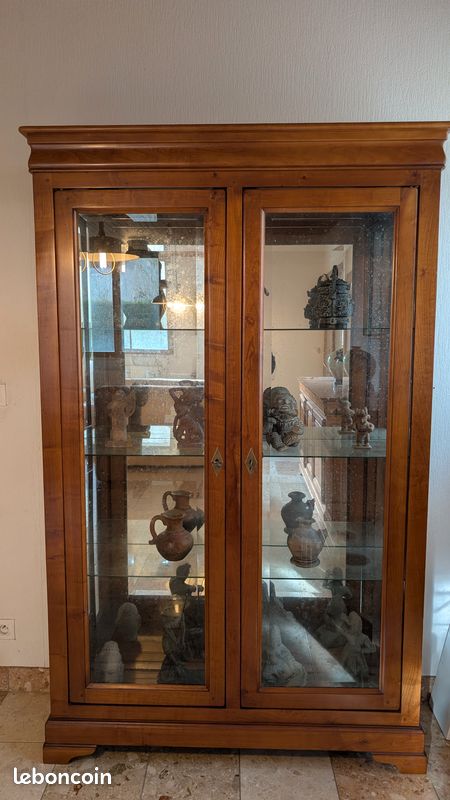 Armoire Meuble présentoir miroir bois style Louis Philippe (image 1)