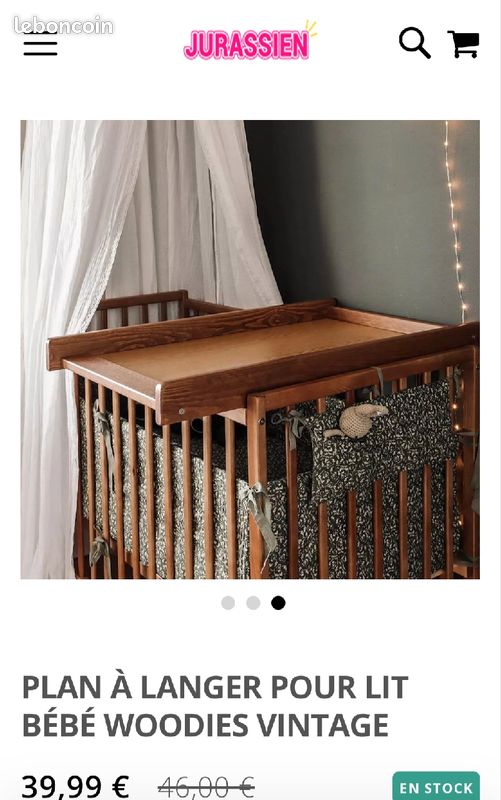URGENT Lit bébé en bois 2 en 1 avec table a langer pin massif 🇫🇷 (image 1)