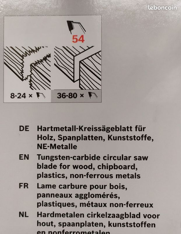 Lame scie circulaire BOSCH 190mm 54 dents (image 4)
