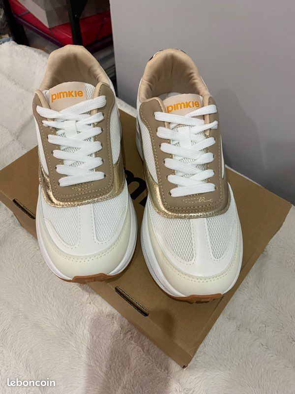 Baskets Montantes Pimkie Los Angeles 1971 Beige Taille 40 - Baskets Lacets Femme Neuves