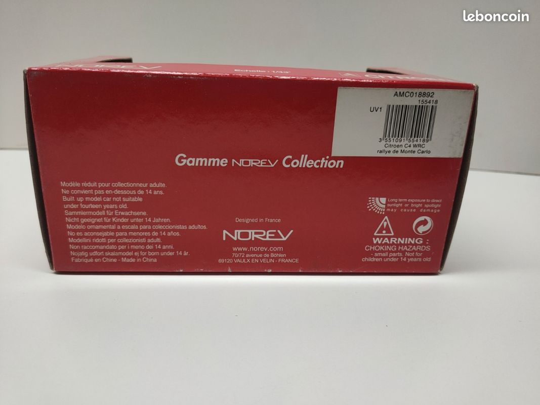 Citroën C4 WRC Loeb Monte-Carlo 2008 1/43 Norev - Modèle Réduit Neuf - Collector