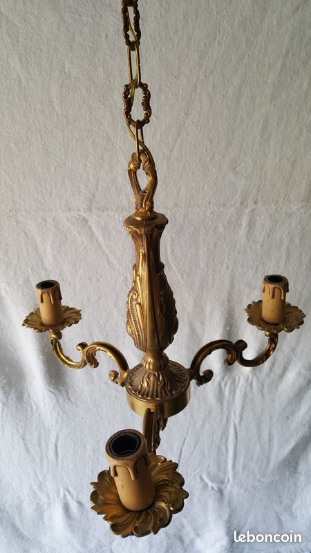 Lustre laiton 3 lampes à suspendre (image 3)