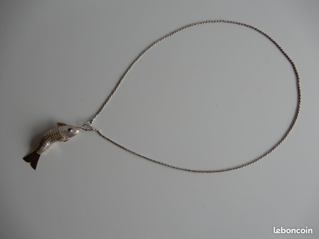Pendentif Poisson Articulé En Argent - Bijou Vintage - Occasion