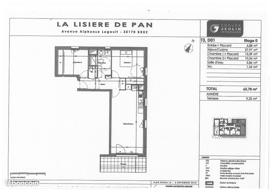 Appartement a louer bruz - 3 pièce(s) - 65 m2 - Surfyn