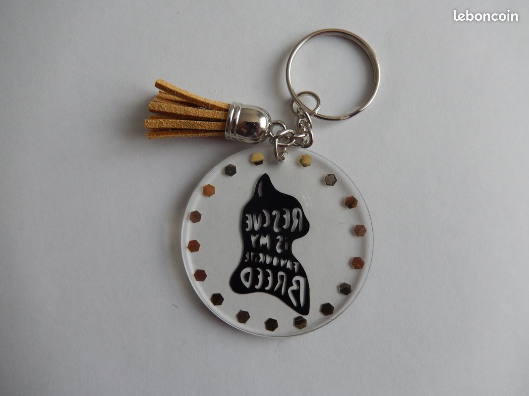 Porte-clés rond rescue Neuf fabriqué à la main (image 2)