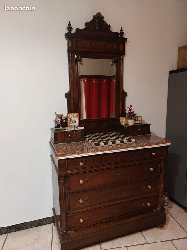 Commode ancienne bois et marbre (image 1)