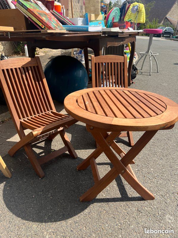 Table et chaise enfant jardin teck (image 1)