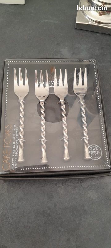 Set De 4 Fourchettes à Dessert IL Mulino New York - Acier Inoxydable Martelé (Neuf En Boîte)