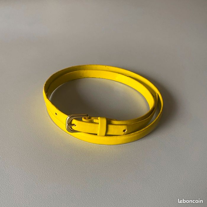 Ceinture fine en cuir verni jaune H&M Accessoires Bagagerie