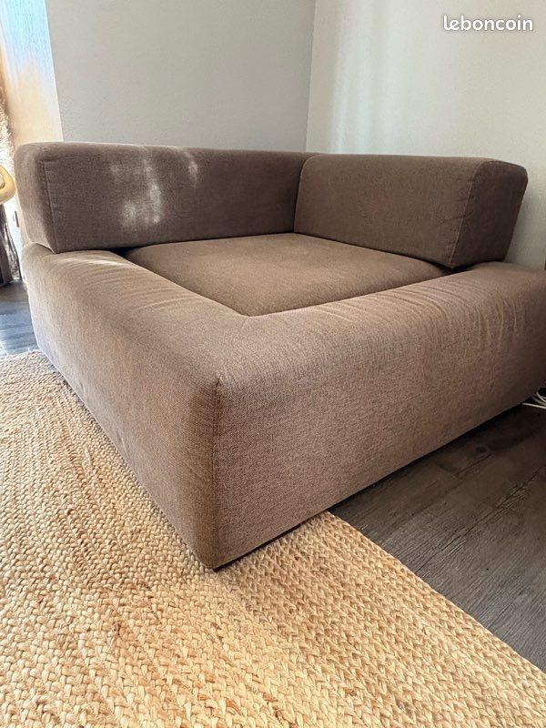 Canapé tissu marron carré 110cm x 110cm (image 3)