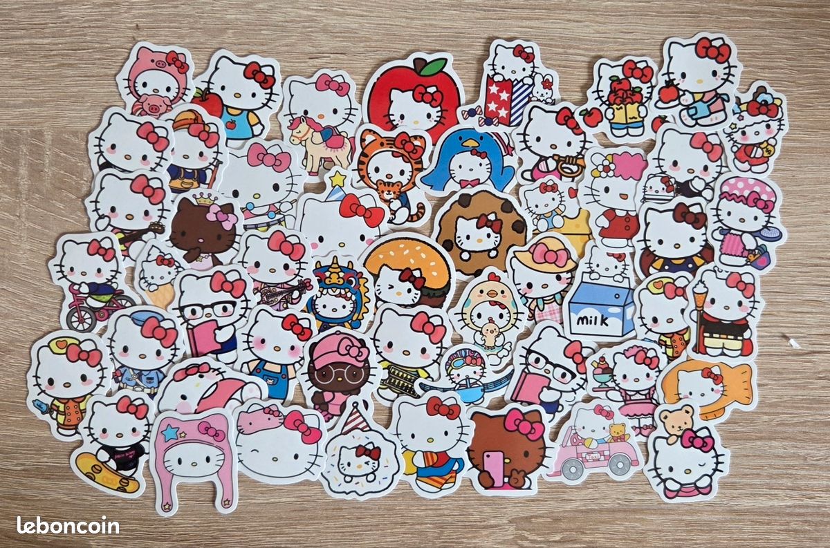 Lot 50 Autocollants Hello Kitty Vinyle Imperméable - Stickers Kawaii Pour Ordinateur Portable, Skateboard, Bouteille, Voiture