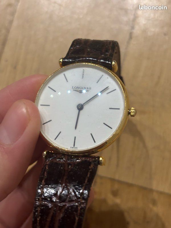 Montre Homme Classique Mabz, Boîtier Plaqué Or Acier 48mm, Cadran Argenté Avec Date, Bracelet Cuir Noir - Neuve Avec étiquettes