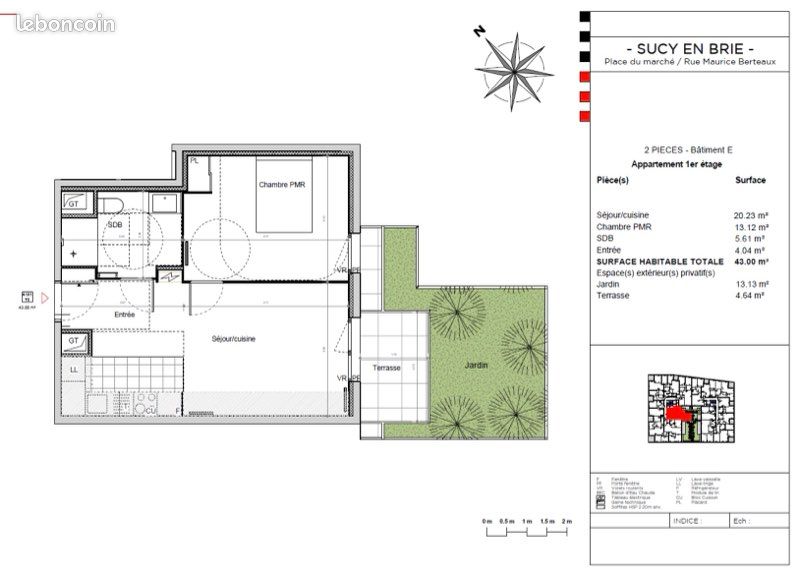 Appartement 2 pièces 43 m² · à Sucy-en-Brie · 43 m² · 1 250 €/mois