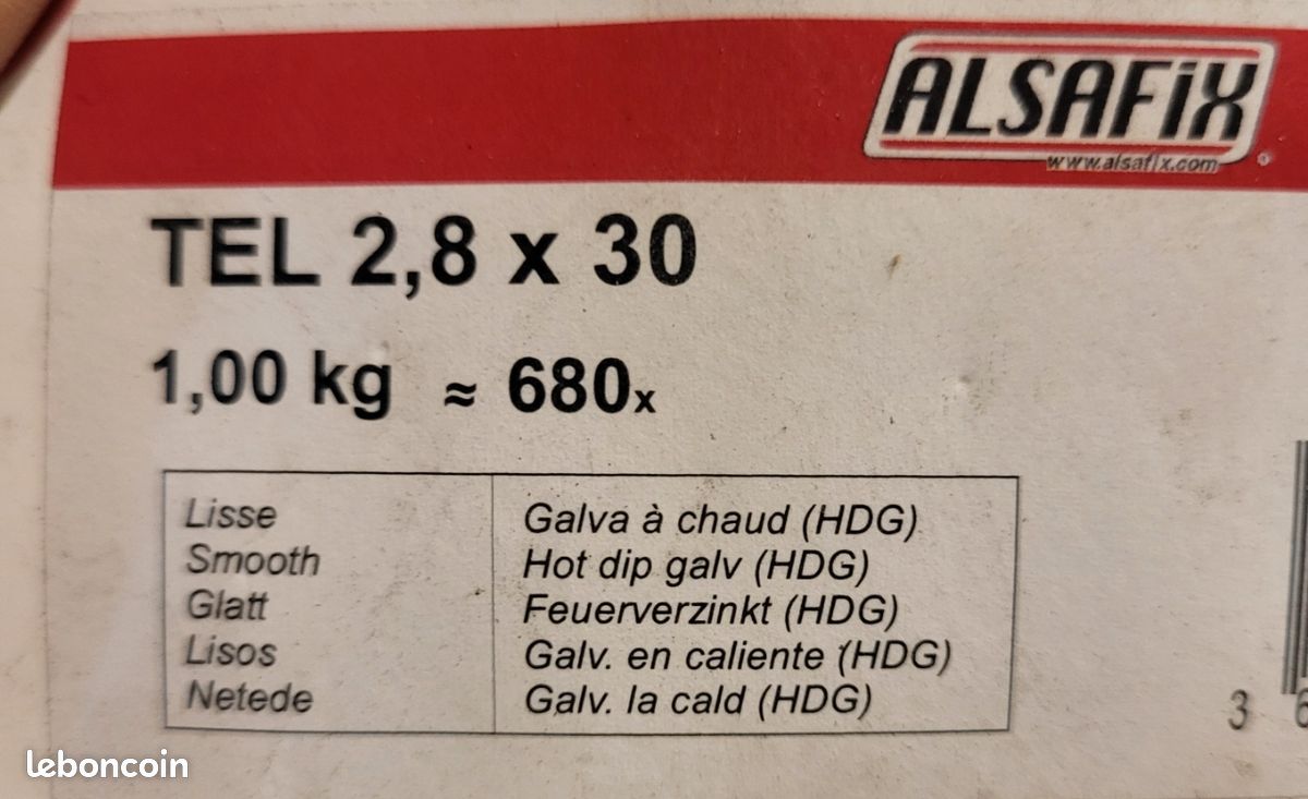 Clou 2,8 x 30 mm tête plate galva au Kg (image 3)