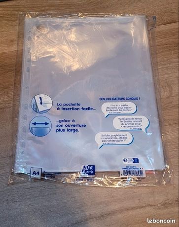 Lot De 50 Pochettes Transparentes A4 Grainées Colorées - Ouvertes Sur Le Côté - Protection Documents