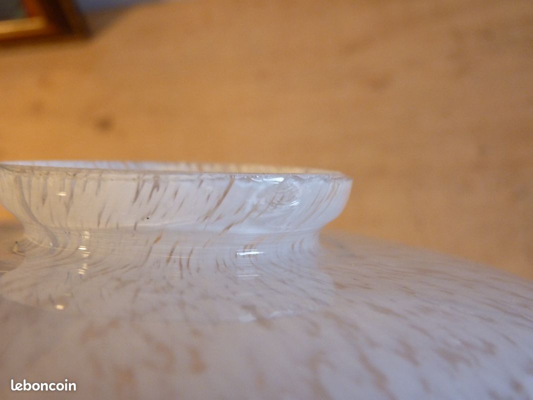 Abat-jour vintage carré drapé en verre de Clichy blanc (image 11)