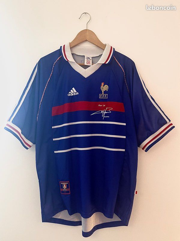 Rare Maillot coupe du monde France 98 taille Ldedicacé Fabien