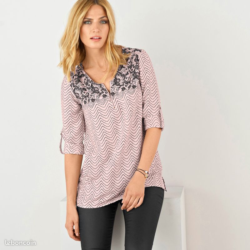 Chemisier tunique blouse femme Taille 38 Blanche Porte Neuve