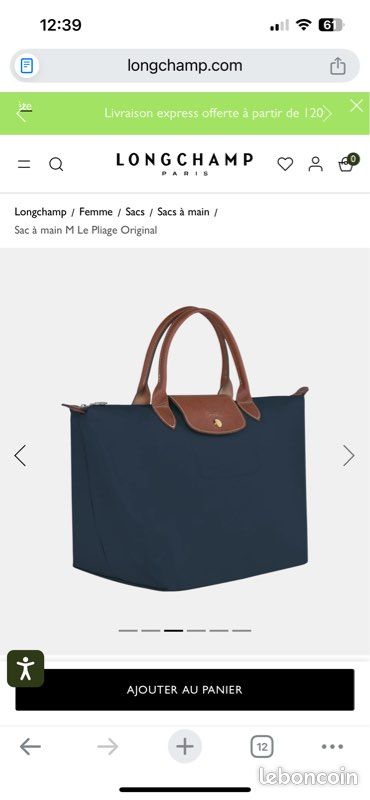 Sac à main pliable M Longchamp violet (image 8)