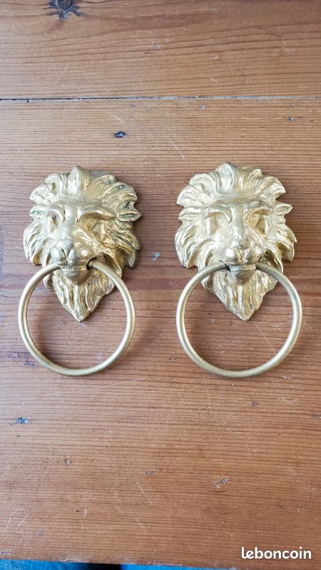 Tissting Poignée de porte vintage en laiton - Lion