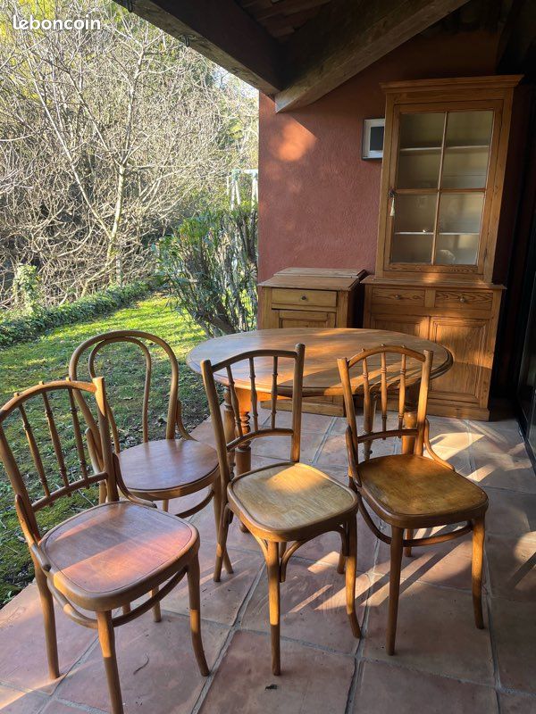 Ensemble bois massif ancien 4 chaises + table ovale provençal (image 8)