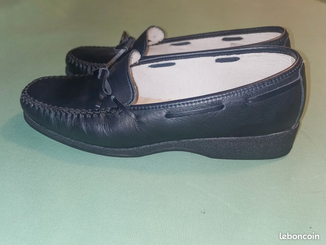 Mocassins cuir veau bleu-marine "MARCO" (image 3)