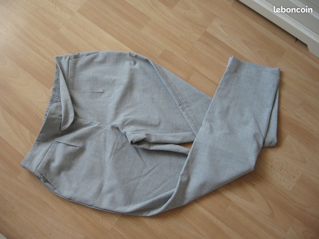 Pantalon Femme Jennyfer Gris Clair Taille 40 (L) - Coton, Droit, Élastiqué - Occasion Très Bon État