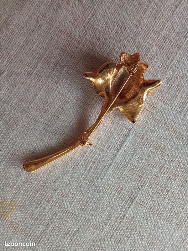 Belle Broche Ancienne En Métal Doré - Fin Du XIXe Siècle, Occasion, Bijou Vintage