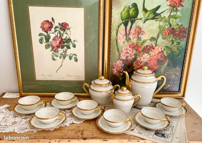 6 ASSIETTES PLATES Porcelaine de Limoges Chapus & Fils decor graminées
